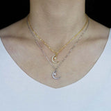 925 Silver Star Moon Pendant Necklace Cz Paved Bling Lady Charm Wedding Jewelry