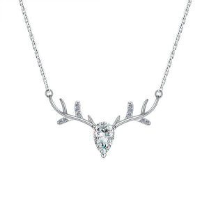 925 Silver Deer Necklace with Zircon Pendant for Women