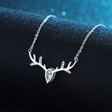 925 Silver Deer Necklace with Zircon Pendant for Women