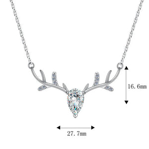925 Silver Deer Necklace with Zircon Pendant for Women