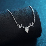 925 Silver Deer Necklace with Zircon Pendant for Women