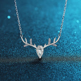 925 Silver Deer Necklace with Zircon Pendant for Women