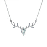 925 Silver Deer Necklace with Zircon Pendant for Women