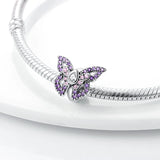 925 Silver Butterfly Pendant w/ Crystal Charms for Pandora Bracelet