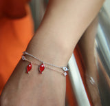 925 Sterling Silver Enamel Fish Evil Eye Charm Bracelet