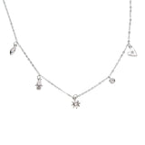 925 Silver Evil Eye Heart Charm Choker Necklace for Women
