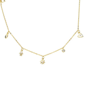 925 Silver Evil Eye Heart Charm Choker Necklace for Women