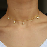 925 Silver Evil Eye Heart Charm Choker Necklace for Women