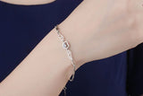 925 Silver Angel Wings Heart Charm Bracelet White/Purple Crystal