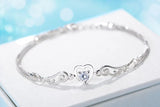 925 Silver Angel Wings Heart Charm Bracelet White/Purple Crystal