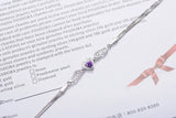 925 Silver Angel Wings Heart Charm Bracelet White/Purple Crystal