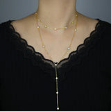925 Silver Double Layer Necklaces CZ Chain Charming Ladies Jewelry