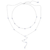 925 Sterling Silver Double Layer Necklaces Cz Station Chain