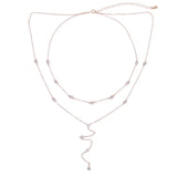 925 Sterling Silver Double Layer Necklaces Cz Station Chain
