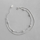 925 Sterling Silver Double Layered Bracelets For Women Accessories