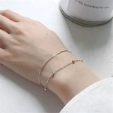 925 Sterling Silver Double Layered Bracelets For Women Accessories