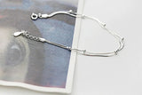 925 Sterling Silver Double Round Beads Bracelet Snake Bone Chain