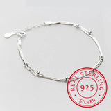 925 Sterling Silver Double Round Beads Bracelet Snake Bone Chain
