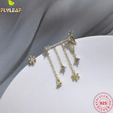 925 Silver Drop Earrings Asymmetric Snowflake Zircon Tassel Jewelry