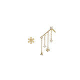 925 Silver Drop Earrings Asymmetric Snowflake Zircon Tassel Jewelry