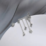 925 Silver Drop Earrings Asymmetric Snowflake Zircon Tassel Jewelry