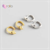 925 Silver Snake Hoop Earrings Punk Style Animal Brinco