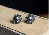 925 Silver Sunflower Skull Earrings Gift