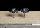 925 Silver Sunflower Skull Earrings Gift