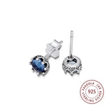 925 Silver Crown Stud Earrings Sparkle Jewelry for Women