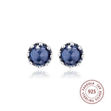 925 Silver Crown Stud Earrings Sparkle Jewelry for Women