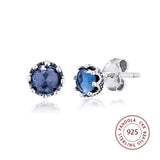 925 Silver Crown Stud Earrings Sparkle Jewelry for Women