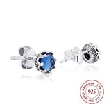 925 Silver Crown Stud Earrings Sparkle Jewelry for Women