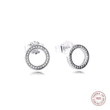 925 Sterling Silver Circle Stud Earrings Clear CZ