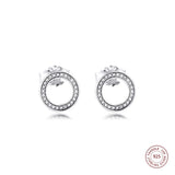 925 Sterling Silver Circle Stud Earrings Clear CZ