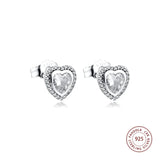925 Sterling Silver CZ Love Stud Earrings Wedding Jewelry