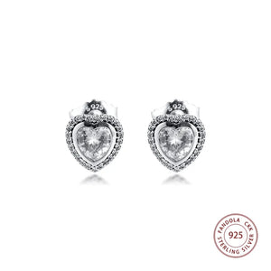 925 Sterling Silver CZ Love Stud Earrings Wedding Jewelry