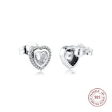 925 Sterling Silver CZ Love Stud Earrings Wedding Jewelry