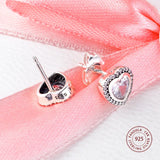 925 Sterling Silver CZ Love Stud Earrings Wedding Jewelry