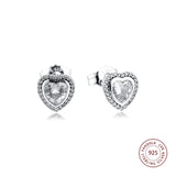 925 Sterling Silver CZ Love Stud Earrings Wedding Jewelry