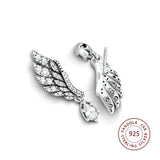 925 Silver Dangling Angel Wing Stud Earrings for Women Jewelry