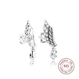 925 Silver Dangling Angel Wing Stud Earrings for Women Jewelry