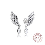 925 Silver Dangling Angel Wing Stud Earrings for Women Jewelry