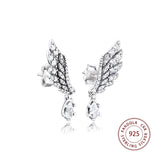 925 Silver Dangling Angel Wing Stud Earrings for Women Jewelry