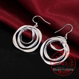 925 Silver Vintage Round Circle Dangle Earrings for Women