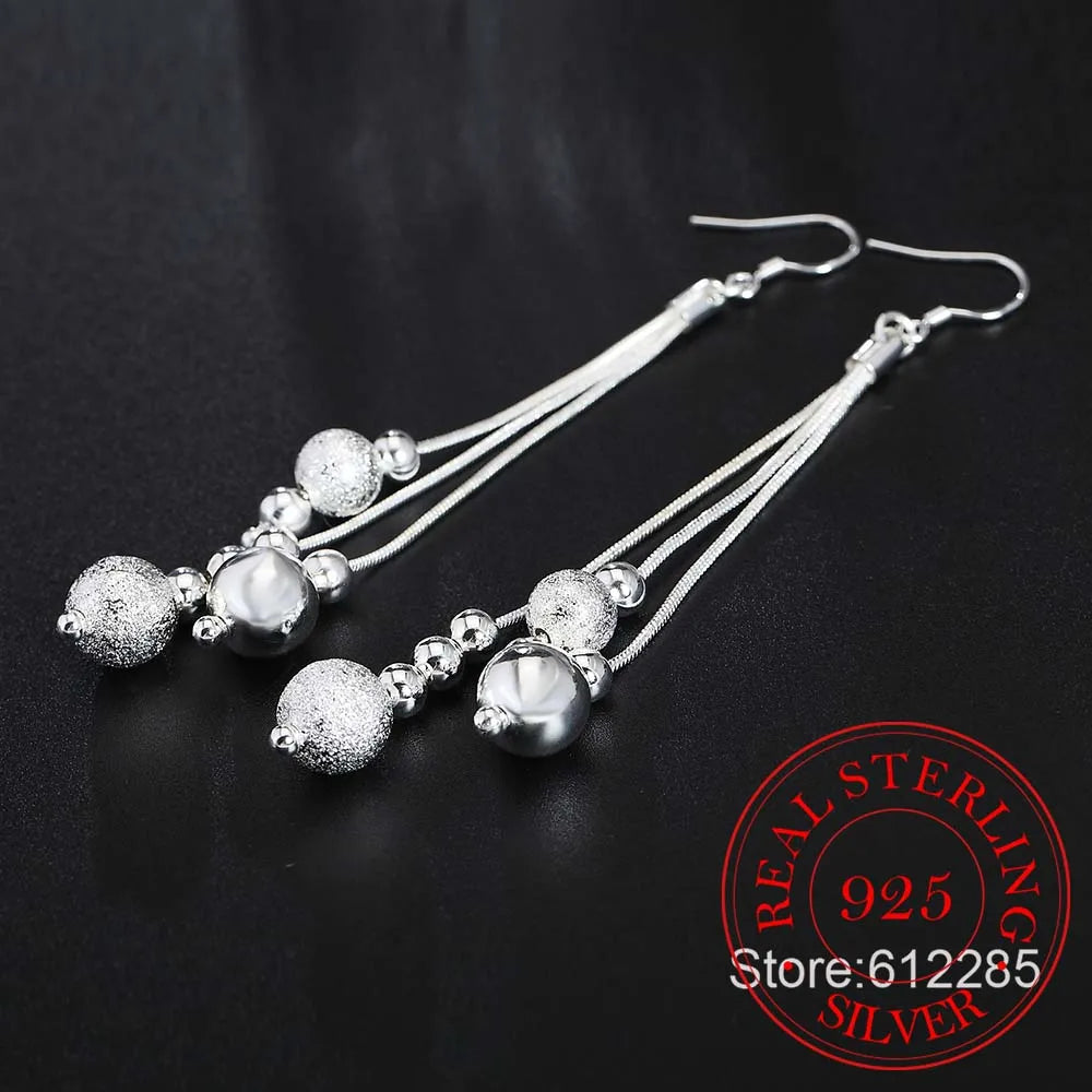 925 Silver Tassel Vintage Drop Earrings Wedding Party Jewelry