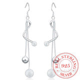 925 Silver Tassel Drop Earrings, Wedding Jewelry, Korean Light Sand Beads