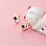 925 Silver Cat Paw Hoop Earrings Zircon Ear Jewelry