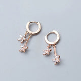 925 Silver Flower Earrings with Zircon for Women