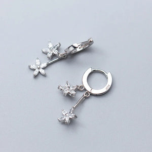 925 Silver Flower Earrings with Zircon for Women