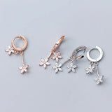 925 Silver Flower Earrings with Zircon for Women